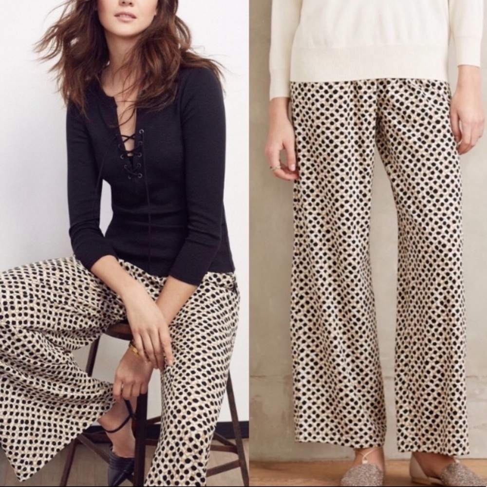 Anthro Ranna Gill Wide Leg Patterned Palazzo Pants